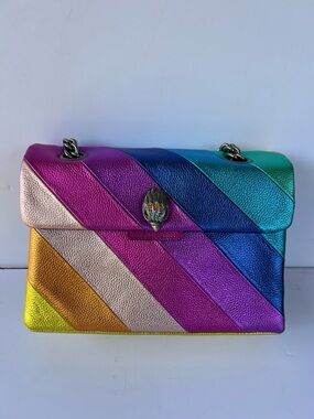 Kurt Geiger London Rainbow Metallic Leather Kensington Chain Shoulder Bag NWT